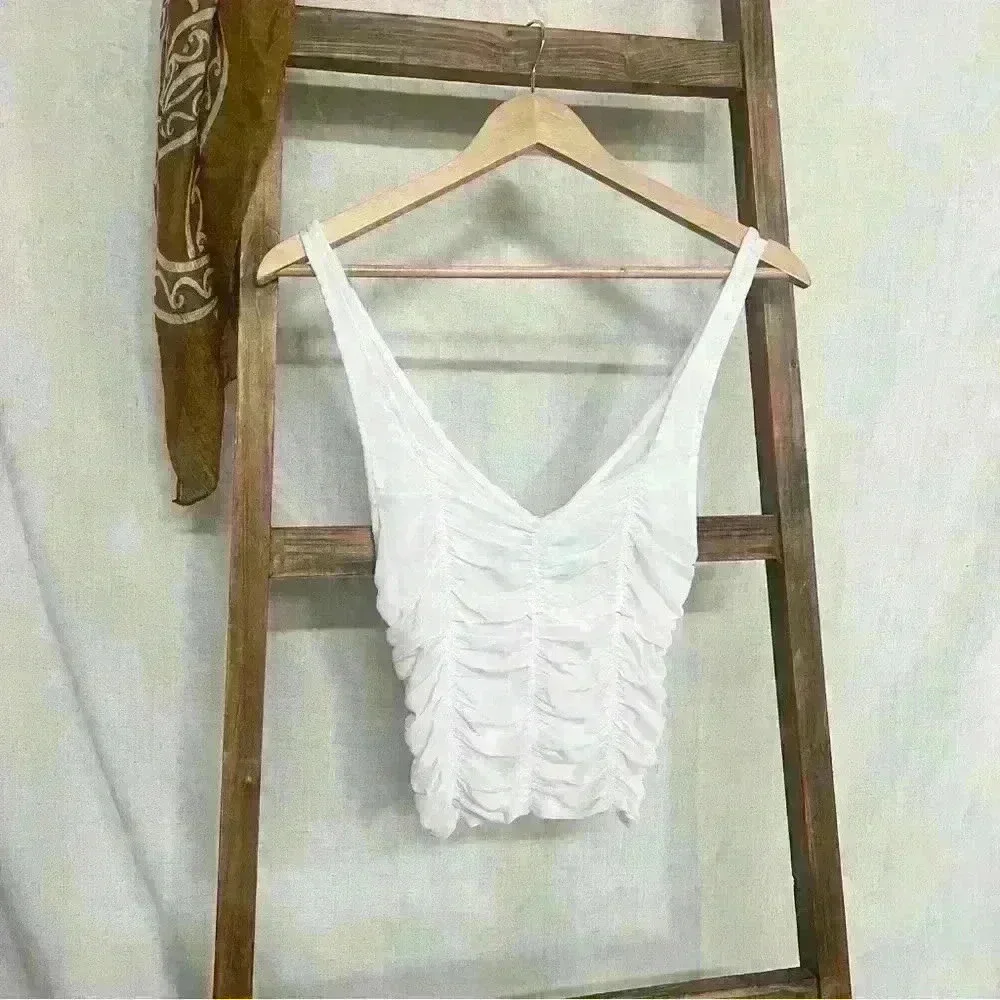 FREE PEOPLE INTIMATELY Light Pink Sheer Rouged Top Size L - Picture 4 of 10